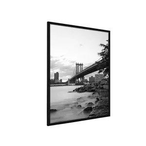热销现代黑色Plexi玻璃木质相框24x36大号家用壁挂高品质海报相框