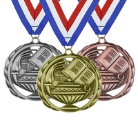 Plaque commémorative personnalisée en métal moulé sous pression pour la décoration des compétitions académiques, des concours sur le campus et des compétitions de sujets, avec les médailles d'or, d'argent et de bronze.