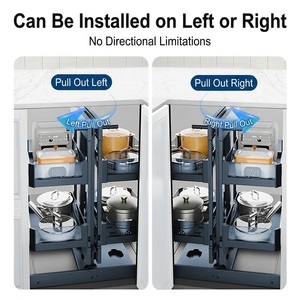 Organizador Extraíble de Aluminio de 2 Niveles para Gabinete de Esquina, Bandeja Abatible con Cierre Suave, Estante Ahorrador de Espacio para Cocina - Product Image 4