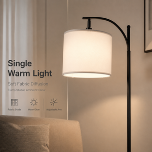 Lámpara de pie moderna con pantalla de tela, base de hierro, luz blanca cálida, para sala de estar, dormitorio, sofá, lectura, decoración del hogar, oficina interior - Product Image 4