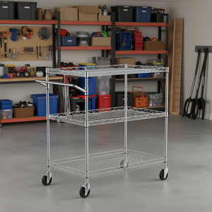 Carrito utilitario de acero inoxidable de 3 niveles, 30x18x32.4 pulgadas, carrito de almacenamiento rodante con ruedas para cocina - Product Image 2