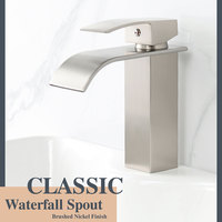 Nickel placage en laiton visage bassin d'eau robinet cascade bassin robinet