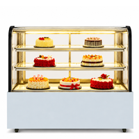 Vitrine à gâteaux carrée miniature, refroidissement par air, contrôle numérique, dégivrage automatique, température unique