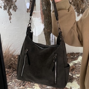 กระเป๋าโท้ทผู้หญิงเมอร์ลาดความจุขนาดใหญ่ ปิดด้วยซิป สีทึบ กระเป๋าถือสำหรับเดินทางทุกวัน สีเทา สีน้ำตาล สีดำ - Product Image 5