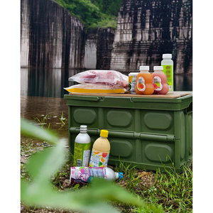 Organisateur de coffre pliable moderne avec logo personnalisé, aimanté, avec couvercle en bois, en plastique PP et métal, capacité 35L, design pliable - Product Image 4