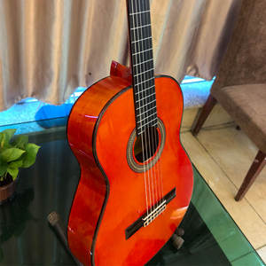 Guitarra Flamenca Española Popular de Color Naranja con Tapa Sólida - Product Image 4