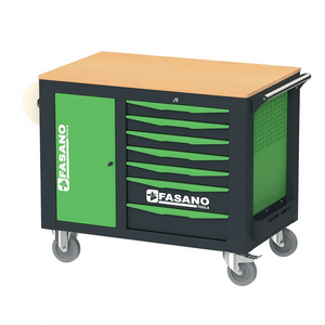 Fasano Tools Rolling Tool Cabinet With Wooden Top And Lockable <b>Drawers</b> For <b>Workshop</b> Use - Product Image 2