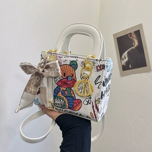 Tas tangan wanita Cross-border, tas tangan wanita, tas jinjing kantor motif grafiti beruang baru, tas kurir bahu wanita - Product Image 3