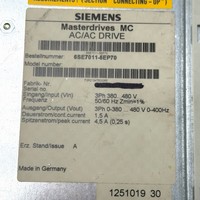 Masterdrives MC 6SE70115EP70 ACAC Drive 6SE7 0115EP70 PLC