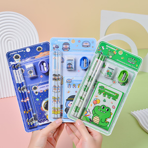 Lot <span class=keywords><strong>de</strong></span> papeterie en gros pour enfants, motif animaux <span class=keywords><strong>de</strong></span> dessin animé, ensemble cadeau <span class=keywords><strong>de</strong></span> 6 pièces comprenant un crayon et une gomme pour les écoliers - Product Image 3