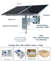 Système solaire extérieur 80W avec batterie LiFePO4 384Wh, MPPT 11-14.8V DC, IP65, monocristallin, pour applications isolées