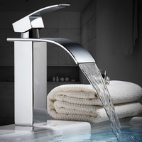 Robinet cascade en acier inoxydable pour lavabo, eau chaude et froide, design moderne, montage sur comptoir, robinet de lavabo pour salle de bain