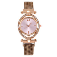 Montre à quartz ovale pour femmes, best-seller, sertie de diamants, avec bracelet magnétique