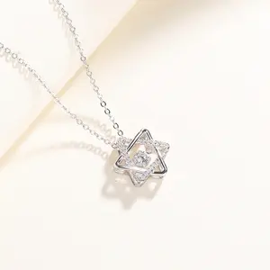 Factory price Guangzhou Liwan District rhodium-plated 925 sterling silver five-star pendant necklace for women