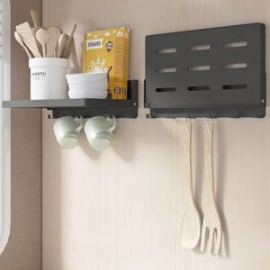 Soporte plegable de 90 grados con gancho, estante de pared plegable pequeño, estante metálico de doble capa para montar en la pared - Product Image 3