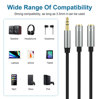 Répartiteur Audio Aux TRS 3.5MM mâle à 2 double 3.5MM femelle Y séparateur 3 pôles casque Jack Audio Aux câble adaptateur tressé