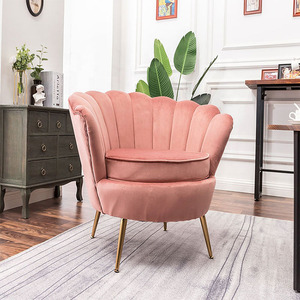 Personnalisé Moderne De Luxe Incurvé Velours Tissu Rembourré D'or Jambes Tufté Shell Chaise <span class=keywords><strong>Rose</strong></span> Velours <span class=keywords><strong>Fauteuil</strong></span> - Product Image 3