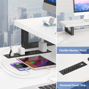 <span class=keywords><strong>Bureau</strong></span> d'angle robuste en forme <span class=keywords><strong>de</strong></span> L avec prises électriques intelligentes et ports <span class=keywords><strong>de</strong></span> charge USB, table <span class=keywords><strong>de</strong></span> jeu avec étagères <span class=keywords><strong>de</strong></span> rangement pour <span class=keywords><strong>bureau</strong></span> à domicile - Product Image 5