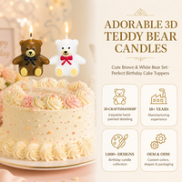 Bougies d'anniversaire en forme d'ours en peluche 3D, design ours brun sculpté pour une décoration de gâteau de fête adorable, OEM ODM personnalisé