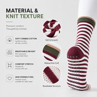 Chaussettes de Pilates antidérapantes personnalisées avec grip en silicone, design rayé rétro, marque privée OEM ODM