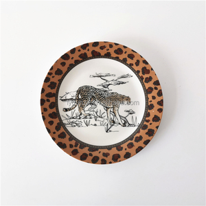 Vente en gros de 4 assiettes à dessert en porcelaine sur le thème du safari - Taille 7,5 pouces, illustrations de la faune, compatibles micro-ondes/lave-vaisselle/<span class=keywords><strong>four</strong></span> - Product Image 6