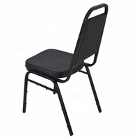 Chaise de banquet trapézoïdale empilable en métal et vinyle noir durable pour événements, hôpitaux et parcs