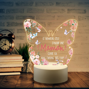 Personalized Acrylic <b>LED</b> Night <b>Light</b> with Plastic Base Romantic Floral Butterfly Desk Lamp Custom Text for Home and Gift - Product Image 5