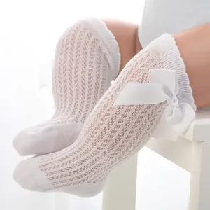 Mùa Hè Lưới Bé Cô Gái Vớ Dễ Thương Lớn Cung Mềm Cotton Đàn Hồi Trắng Màu Đỏ Sơ Sinh Vớ Đầu Gối Cao Dài Cho Trẻ Mới Biết Đi Vớ - Product Image 1