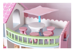 ของเล่นในร่มสำหรับเด็กบ้านตุ๊กตาไม้ในจินตนาการพร้อมเฟอร์นิเจอร์ดีไซน์จากผู้ผลิตสีชมพู - Product Image 5