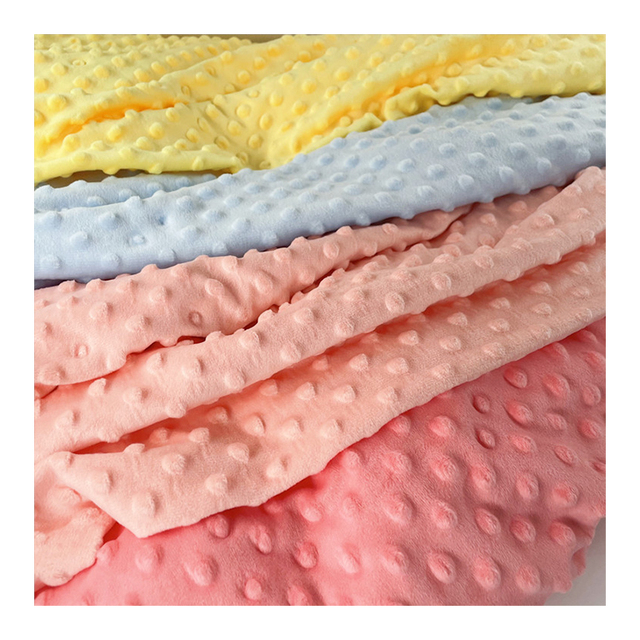 High Quality Tear-Resistant Shrink-Resistant Stretch 100% Polyester Knitted Minky Dot Fabric 230g/m Heavyweight for Baby Kids