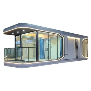 Cabina modular moderna de lujo Tablero de piel de aluminio Gran fabricante Cápsula espacial Casa de estar