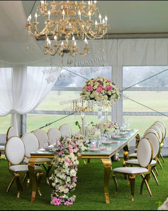 Chaises en Acier Inoxydable à Bord Doré pour Décoration d'Événements Modernes <span class=keywords><strong>de</strong></span> <span class=keywords><strong>Luxe</strong></span> (Mariages, Réceptions, Hôtels, Salles à Manger) – Vente en Gros - Product Image 3