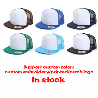 Casquette Trucker Unisexe à Visière Plate, Maille Respirante, Fermeture Snapback, Plusieurs Couleurs, OEM ODM, Logo Personnalisé, Vente en Gros Direct Usine
