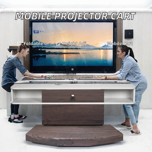 MG Mobile Rolling TV Stand Foldable Modern Height Adjustable Particle Board <b>Projector</b> Laptop Trolley-Living <b>Room</b> Dining - Product Image 2
