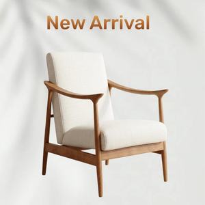 Fauteuil d'appoint moderne de luxe pour salon, avec dossier haut et tissu en mélange de lin, idéal pour chambre, appartement, hôtel - Product Image 5