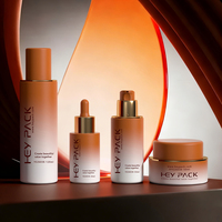 Ensemble d'emballages cosmétiques OEM, flacon pompe pour lotion orange 50 ml 120 ml, flacon compte-gouttes pour sérum 30 ml, pot pour crème pour le visage 50 g