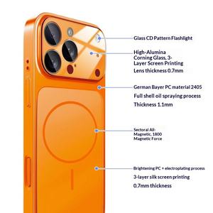 Funda para Teléfono Móvil iPhone 17 Pro Max, Serie Magnética con Relieve, Estilo Ins, Cristal Corning, Aluminio Esmerilado, 16 <span class=keywords><strong>14</strong></span> Plus - Product Image 1