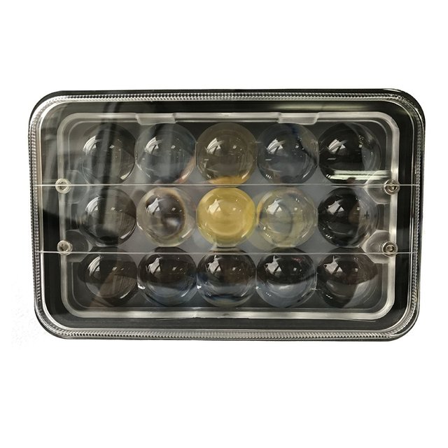 4x6 Inch 45W 4D LED Headlights High/Low Beam + DRL
