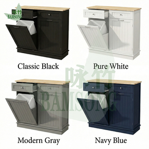 Armoire de <span class=keywords><strong>rangement</strong></span> moderne à bascule en bambou et bois, écologique, avec 2 tiroirs pour <span class=keywords><strong>cuisine</strong></span>, salle de bain et buanderie - Product Image 2