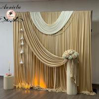Tirai Latar Belakang Pernikahan ANNIELU Champagne Ivory Spandex Drape dengan Hiasan Mutiara, Lembut dan Halus untuk Dekorasi Acara Indoor Sewa