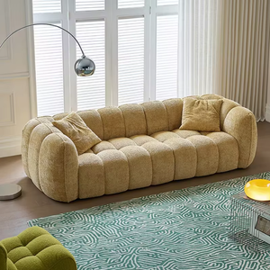 Modern Tufted Living Room <b>Sofa</b> Curved Upholstered Couch Plush Texture Lounge Seating <b>for</b> Apartment Villa - Product Image 5