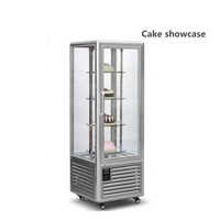 Congélateur vertical rotatif en acier inoxydable à prix abordable, vitrine à porte vitrée, refroidissement par air direct pour glaces et gâteaux