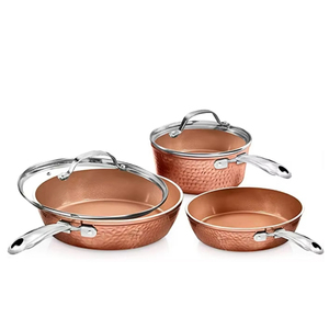 Cocina de Gas de cocina de alta calidad XYL, Color <span class=keywords><strong>cobre</strong></span>, revestimiento sin PFOA, utensilios de cocina, sartén antiadherente de aluminio forjado - Product Image 4