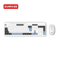 Combo de Teclado y Ratón Inalámbrico Delgado para Juegos OEM, Teclado Inalámbrico de Tamaño Completo de 2.4GHz, Ratón Óptico Inalámbrico para PC/Laptops con Windows