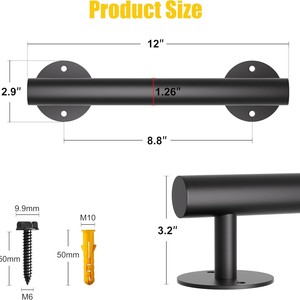 Barandilla de Seguridad Wojia para Escaleras, de Hierro Negro, 12, 20 y 28 Pulgadas, para Baño, Sótano, Escalones, Dispositivo de Asistencia para Personas Mayores - Product Image 2