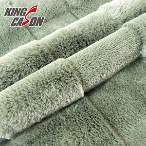KINGCASON Fabrication directe 100% polyester 235cm 320gsm Vert uni Nouveau motif carré 3D Fourrure de <span class=keywords><strong>lapin</strong></span> pour literie égyptienne - Product Image 6