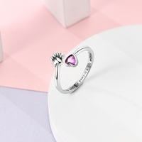 MULA Bague ajustable en argent sterling 925 Original Fire Dragon Blossom Flower Clover Open Design Bijoux de mariage pour femme Cadeau