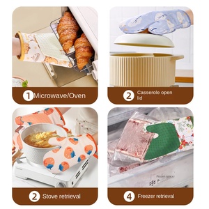 ถุงมือผ้าฝ้ายน่ารักมีฉนวนกันความร้อนแผ่นซิลิโคนกันความร้อนเตาอบและอบไมโครเวฟสำหรับใช้ในครัวขายส่ง - Product Image 3