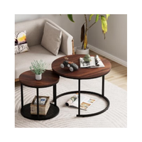 Meilleures Ventes : Table Basse de Salon Moderne, Ensemble de 2 Tables Basses Rondes Gigognes en Bois