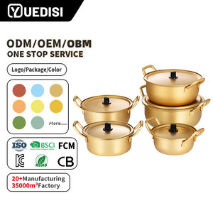 Olla de cocina YUEDISI estilo coreano de 14/16/18/20/22 cm <span class=keywords><strong>para</strong></span> mariscos, sopa, olla caliente, con doble asa, de aluminio, <span class=keywords><strong>para</strong></span> fideos. - Product Image 1